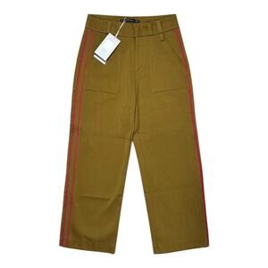 Zara Trafaluc Collection Wide-leg Cropped Pants with Red Stripe - Size XS